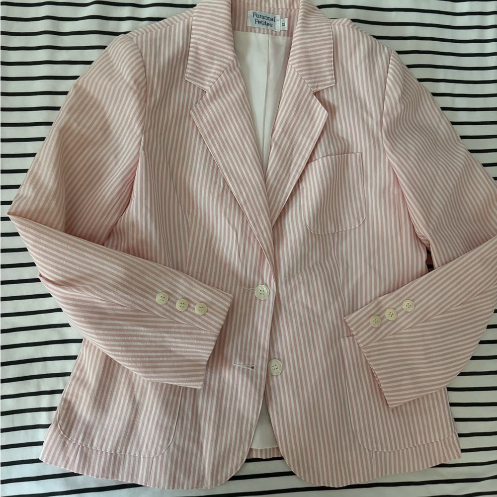 Seersucker pink stripe blazzer - Picture 5 of 7